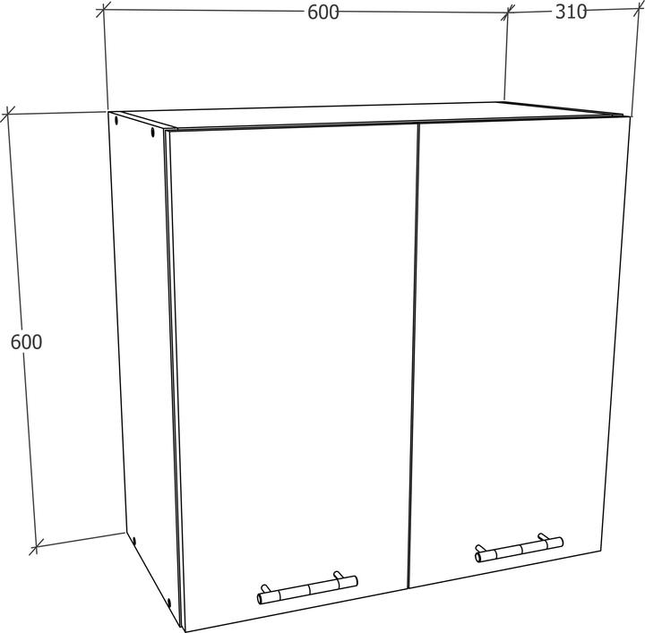 Produktbild VCM Küchenschrank Breite 60 cm Holztür Hängeschrank Küche Küchenmöbel Esilo (60 x 60 x 31 cm)