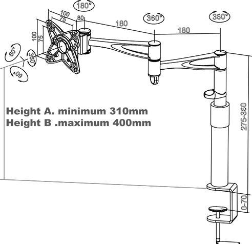 Actual product image Hagor TFT accessories Desk mount M-VESA Desk *black*. (Table, 24", 10 kg)