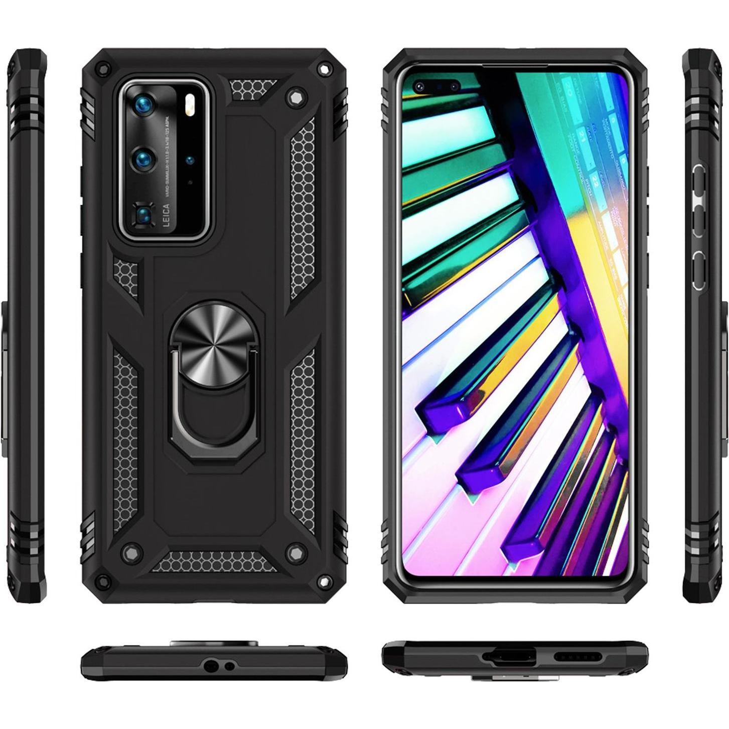 Thumbnail - Nalia Ring Handyhülle (Huawei P40 Pro+), Smartphone Hülle, Schwarz
