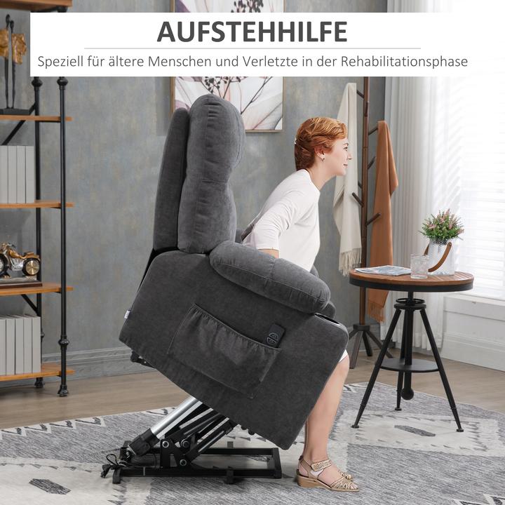 Produktbild Homcom Sessel mit Aufstehhilfe Polyester, Metall Dunkelgrau