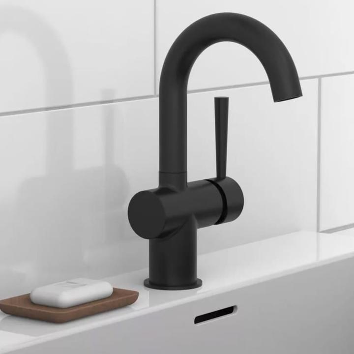 Produktbild Schütte Wasserhahn Bad CORNWALL Waschtischarmatur Schwarz matt Einhebelmischer Mischbatterie 79016