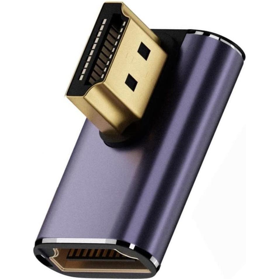 PowerGuard Adattatore da HDMI a HDMI 2.1 8K con angolo di 90 gradi a destra a basso profilo (HDMI), Adattatore dati + video, Grigio