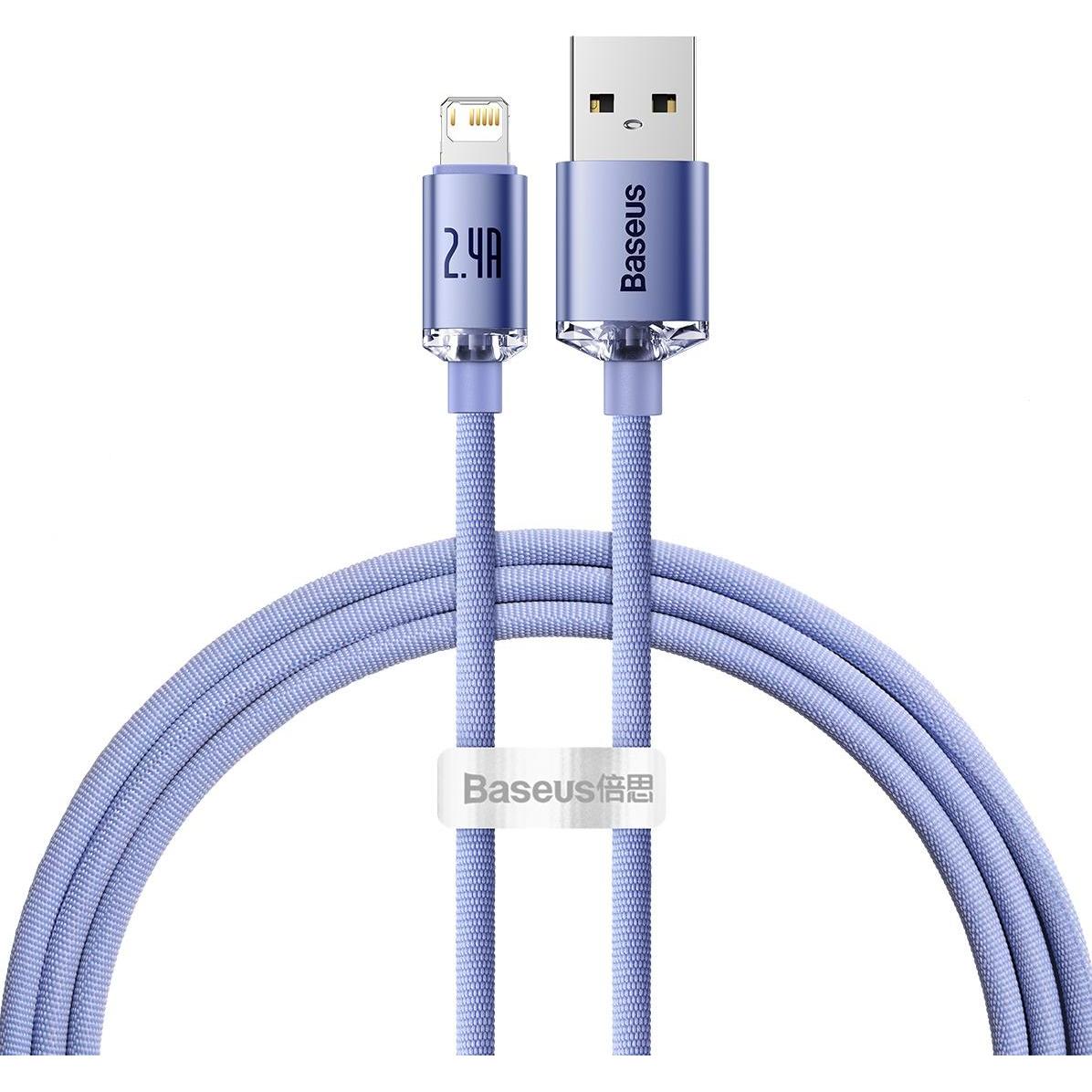 Baseus Crystal Shine Series Fast Charging Data Cable USB to iP 2.4A 1.2m Purple (1.20 m, USB 2.0), USB Kabel