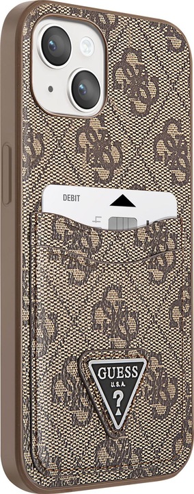 Actual product image Guess PU 4G card holder cover, Braun Series (Apple iPhone 14 Plus)