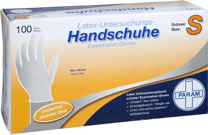 Produktbild Latex-Untersuchungs-Handschuhe puderfrei Grösse S, 100 St. Handschuhe (S)