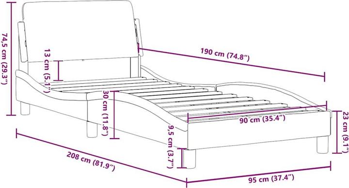 Produktbild vidaXL Bettgestell (90 x 190 cm)