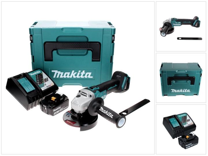 Actual product image Makita DGA 506 RF1J Battery angle grinder 18 V 125 mm Brushless + 1x battery 3.0 Ah + charger + Makpac (125 mm)