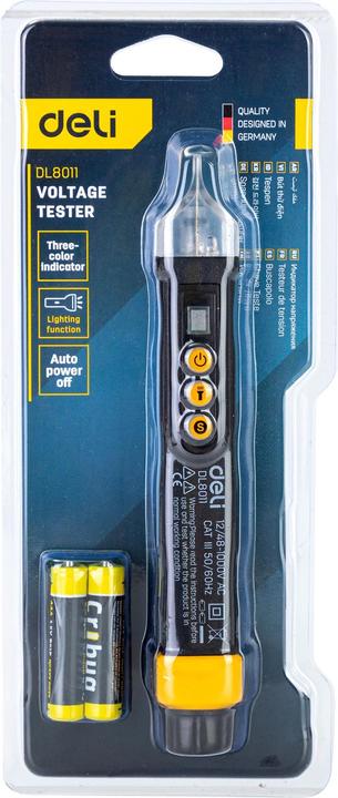 Produktbild Deli Tools Non-contact voltage tester EDL8011, 12/48-1000V AC (black) (CAT III 1000V)