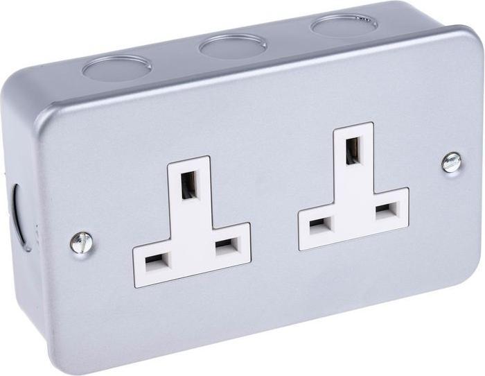 Actual product image RS PRO Socket outlet type G - British surface-mounted 2-fold indoor grey / 13A
