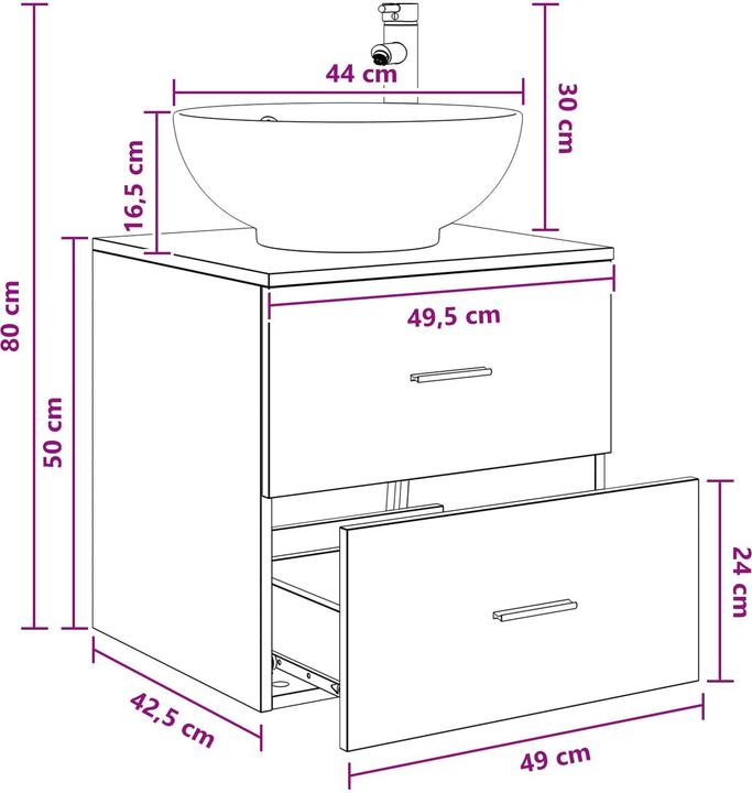 Produktbild vidaXL Waschbecken Unterschrank