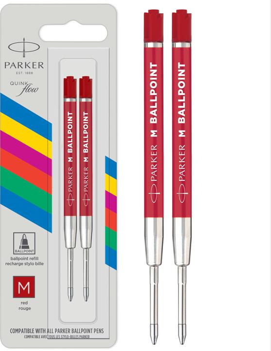 Actual product image Parker Pen Ballpoint refill QUINKflow Basic 2er M (Red, 0.70 mm, 2 pcs.)