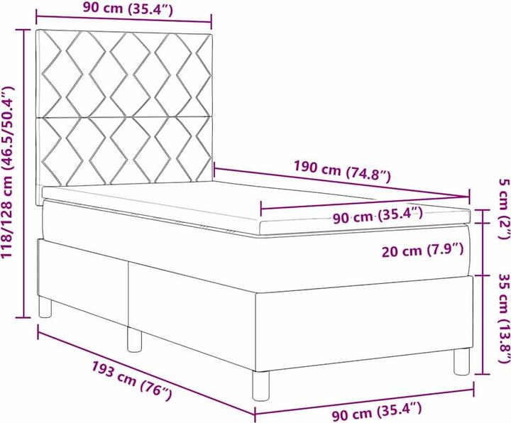 Produktbild vidaXL Boxspringbett (90 x 190 cm)