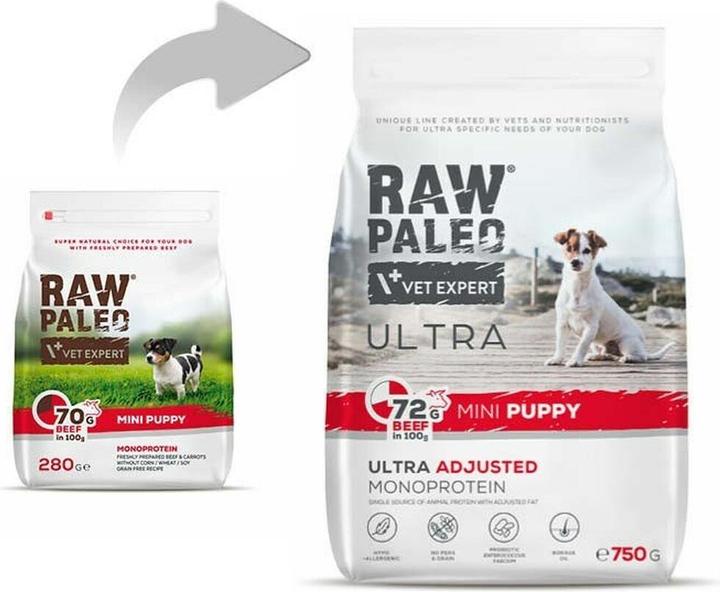 Image du produit VEE RAW PALEO Ultra Mini Puppy Beef - aliment sec pour chiots de petites races - 750 g (750 g)
