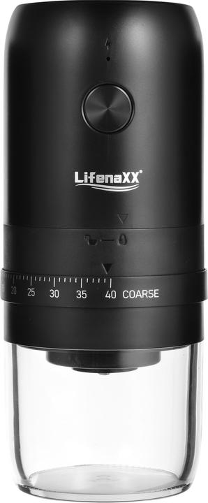 LifenaXX Mobile Elektrische Kaffeemühle, kabellos, USB-C Akku-Betrieb, 8,3 x 8,3 x 18,6 cm