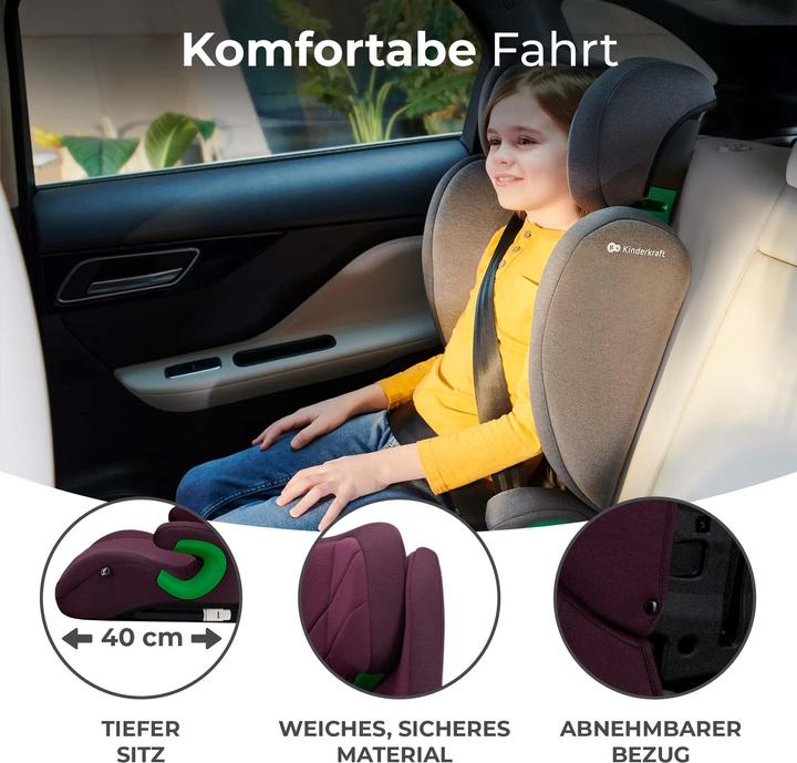 Immagine prodotto KinderKraft Junior Fix 2 I-Size Cherry Pearl (Seggiolino per bambini, ECE R129/i-Size Standard)