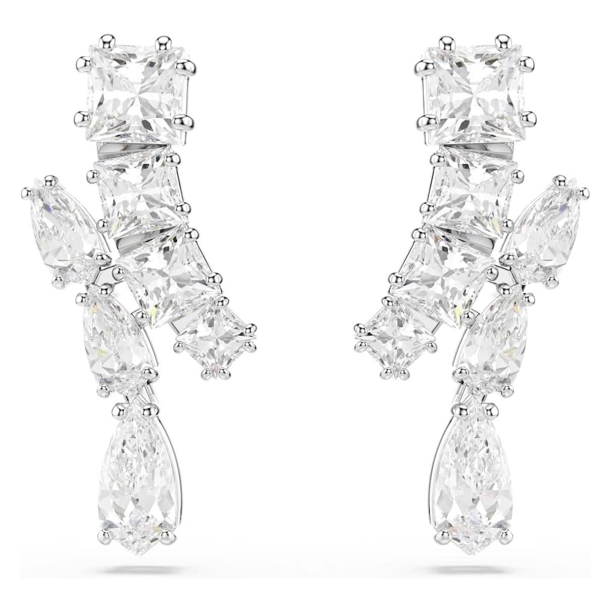 Swarovski, Oorbellen, Matrix Druppeloorbellen Diverse Sneden Wit, (Swarovski Metaal)