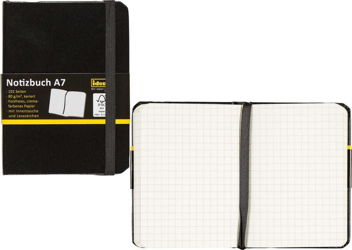 Actual product image Idena Notebook A7 squared black FSC-Mix (A7, Checked, Hardcover)