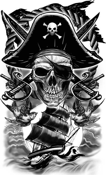 Actual product image Fiestas Guirca Pirate Temporary Tattoo