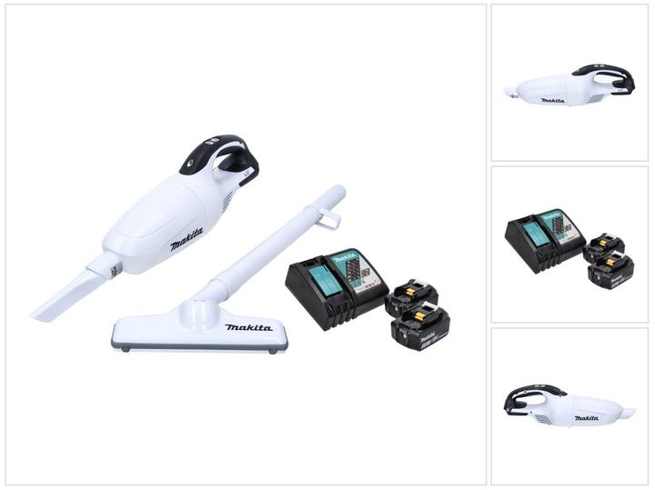 Makita DCL 181 FRFW Akku Staubsauger 18 V Weiss + 2x Akku 3,0 Ah + Ladegerät