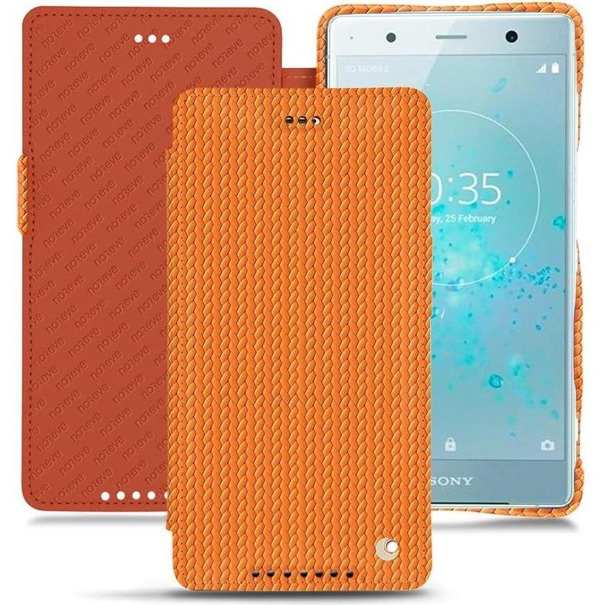 Noreve Lederschutzhülle horizontal (Sony Xperia XZ2 Premium), Smartphone Hülle, Orange