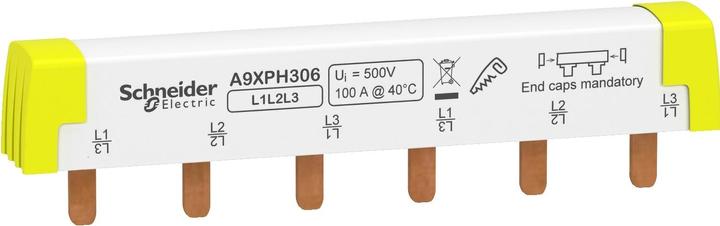 Schneider Electric Barre de phase, entretoise, tronçonnable, 3P, 6 TE, A9XPH306 (100 A)
