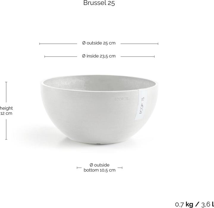 Produktbild Ecopots Brussels 25 Blumentopf - L 25 cm x H 12 cm - Innen- und Aussenbereich (25 x 12 cm)