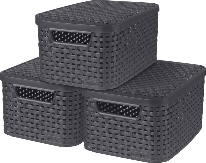 Produktbild Curver 3-er Set STYLE Box S mit Deckel anthrazit (20 cm, 6 l, 3x)