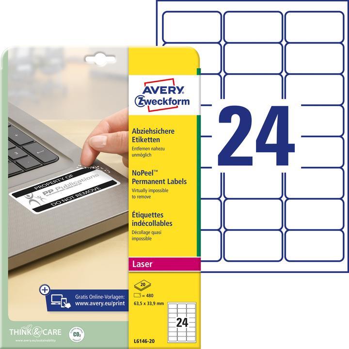 Actual product image Avery Peelable labels