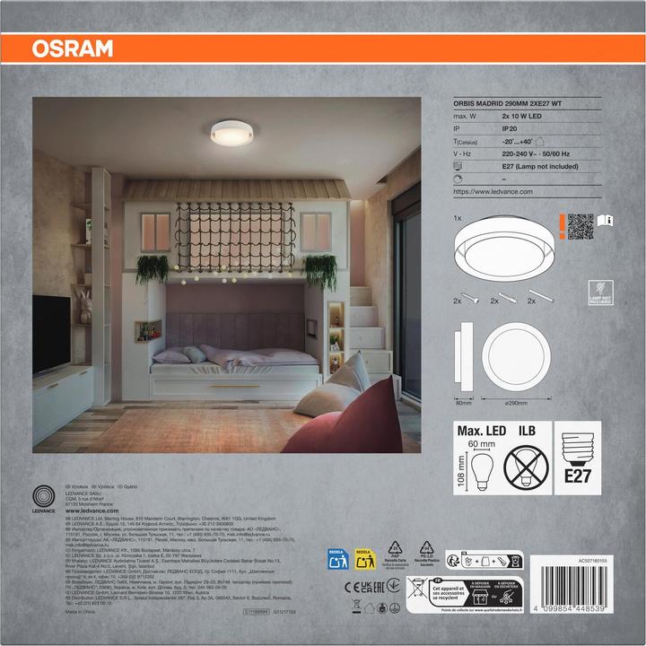 Produktbild Osram ORBIS MADRID 290 mm 2XE27 WT (E27)