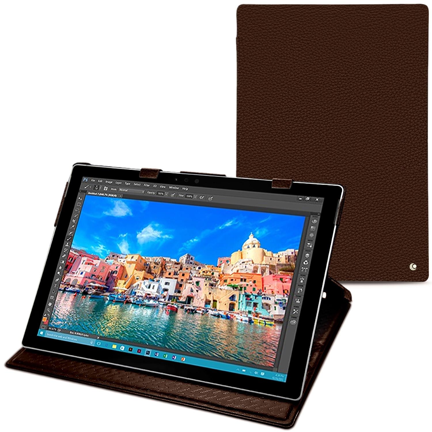 Noreve Lederschutzhülle vertikal (Microsoft Surface Pro 4), Tablet Hülle, Braun