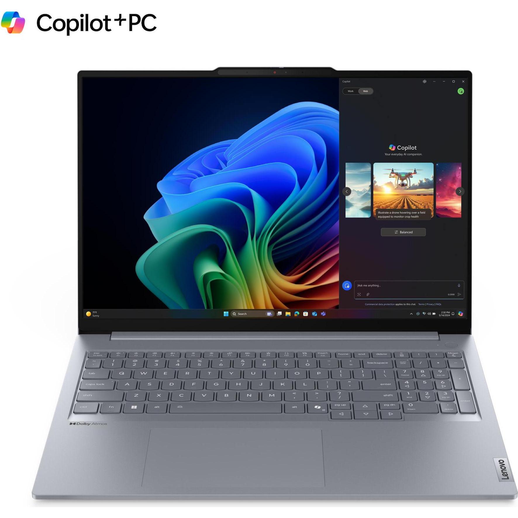 Lenovo ThinkBook 16 Gen 7 (16", Snapdragon X Plus X1P-42-100, 16 GB, 512 GB, DE), Notebook, Grau