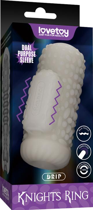 Image du produit Lovetoy Knights Ring - Vibrierendes Doppel-Penis-Sleeve - Drip - Weiss