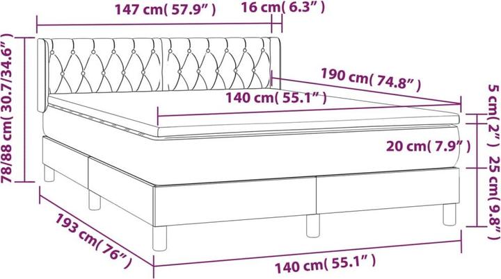 Immagine prodotto vidaXL Boxspringbett (140 x 190 cm)