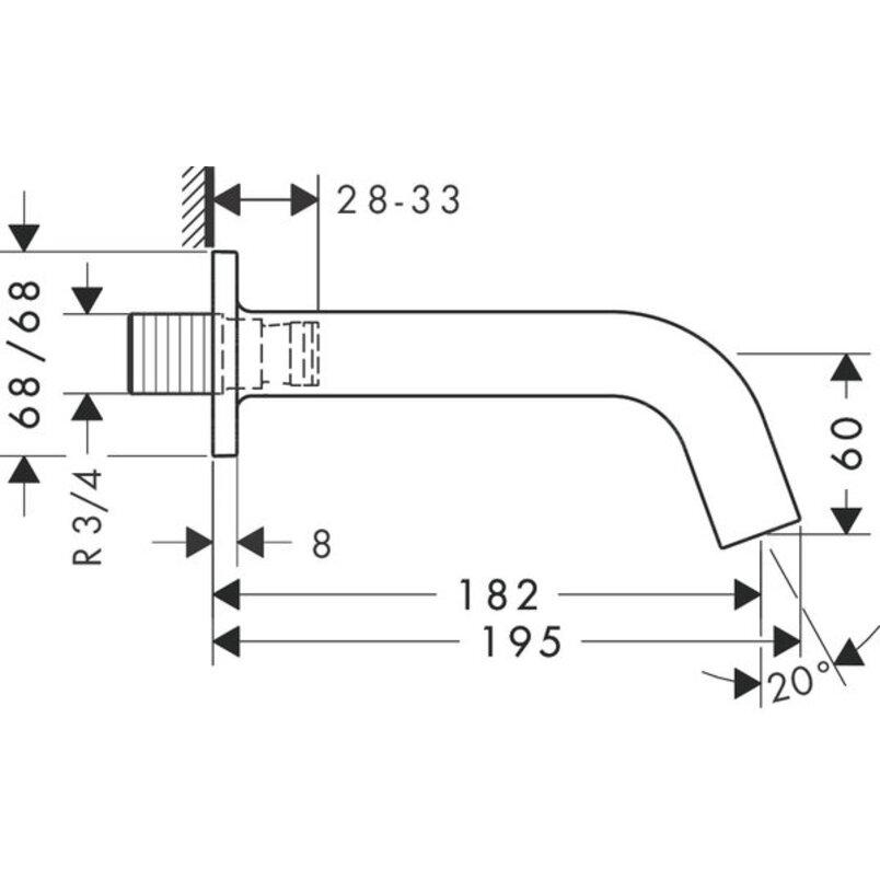Thumbnail - Axor, Badarmatur, Wanneneinlauf CITTERIO M DN 20 Ausladung 182mm chrom