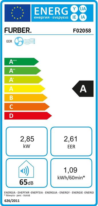 Label énergétique Furber SCANDI-100 (90 m², 10000 BTU/h)