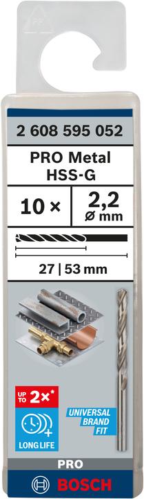 Immagine prodotto Bosch Professional Zubehör Punta PRO Metal HSS-G, 2,2 x 27 x 53 mm (2,2 mm)