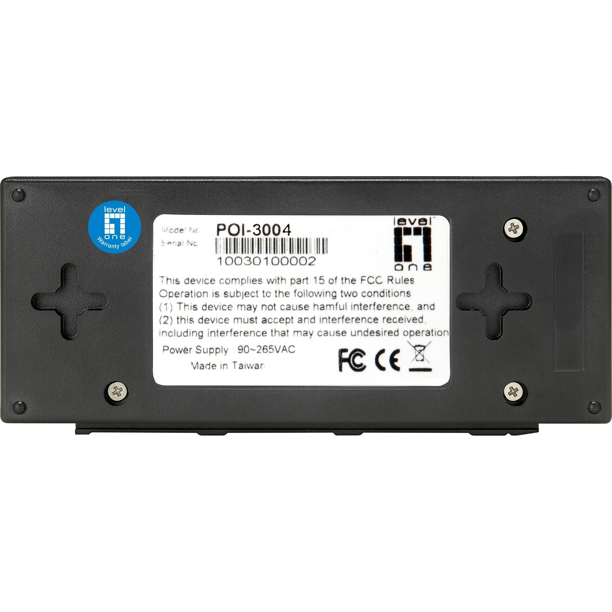 Thumbnail - LevelOne POI-3004: High Power PoE Injector (802.3af (PoE), 30 W), PoE Injector