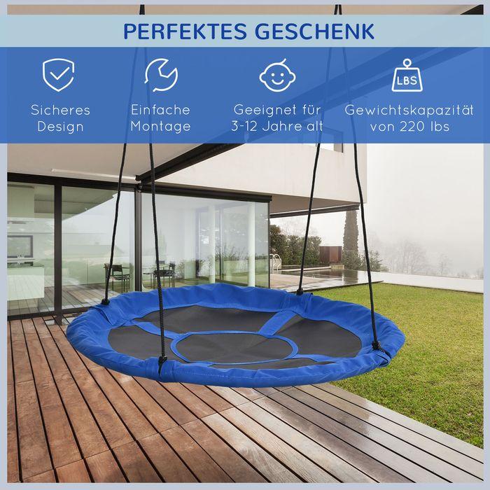 Produktbild Swisshandel24 Nestschaukel Ø110 cm, Hängeschaukel bis 150 kg, verstellbar Kinderschaukel, Tellerschaukel für 3-12