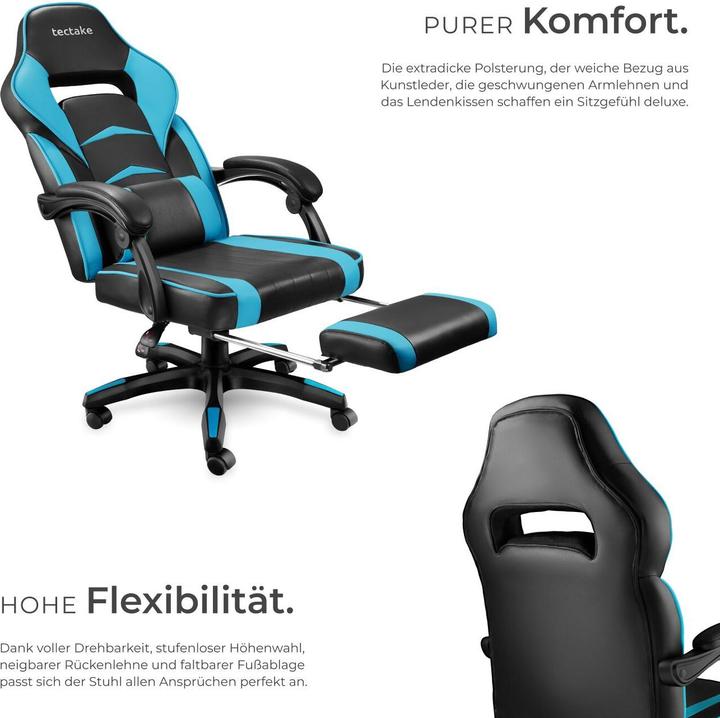 Immagine prodotto tectake Sedia da ufficio Comodo Racing con poggiapiedi
