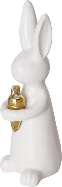 Boltze Home Aufsteller Hase Hopsi 15 cm, Keramik, Weiss (1 x)