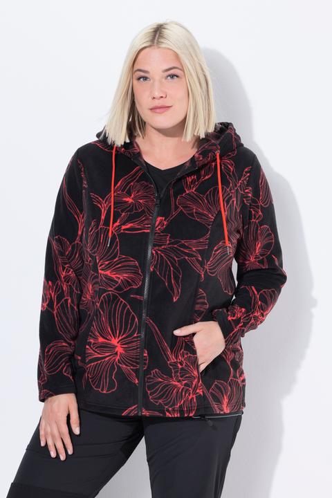 Image du produit Ulla Popken Veste à capuche en polaire, motif floral et manches longues (58)