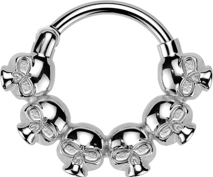 Immagine prodotto Star Piercing Anello a micro segmenti con cerniera in argento sei teschi (senza ottone, Acciaio chirurgico 316L)