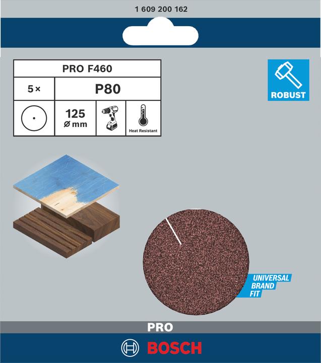 Produktbild Bosch Professional Zubehör PRO F460 Schleifblatt, 125 mm, G80 (80)