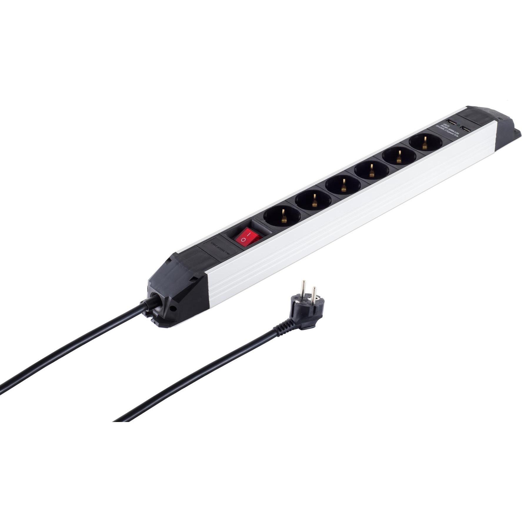 Shiverpeaks, Steckdosenleiste, S/CONN maximum connectivity Alu Steckdosenleiste 6-fach, USB Buchse (6 x, USB-C, 1.50 m)