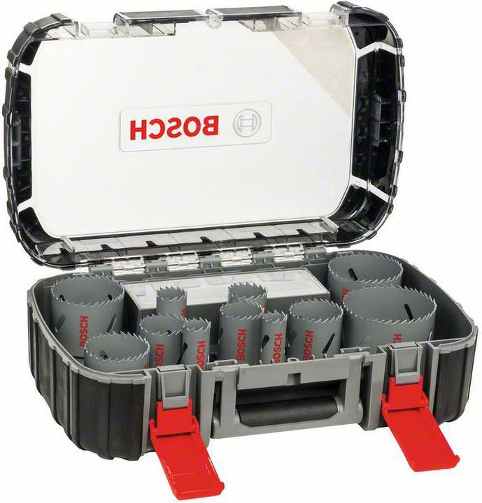 Actual product image Bosch Professional Zubehör 17-piece hole saw set, HSS bi-metal, universal, 20-64/76 mm (64 millimetres, 51 millimetres, 20 millimetres, 22 millimetres, 32millimetre, 40 millimetres, 25 millimetres, 35 millimetres, 44 millimetres, 60 millimetres, 76 millimetres)