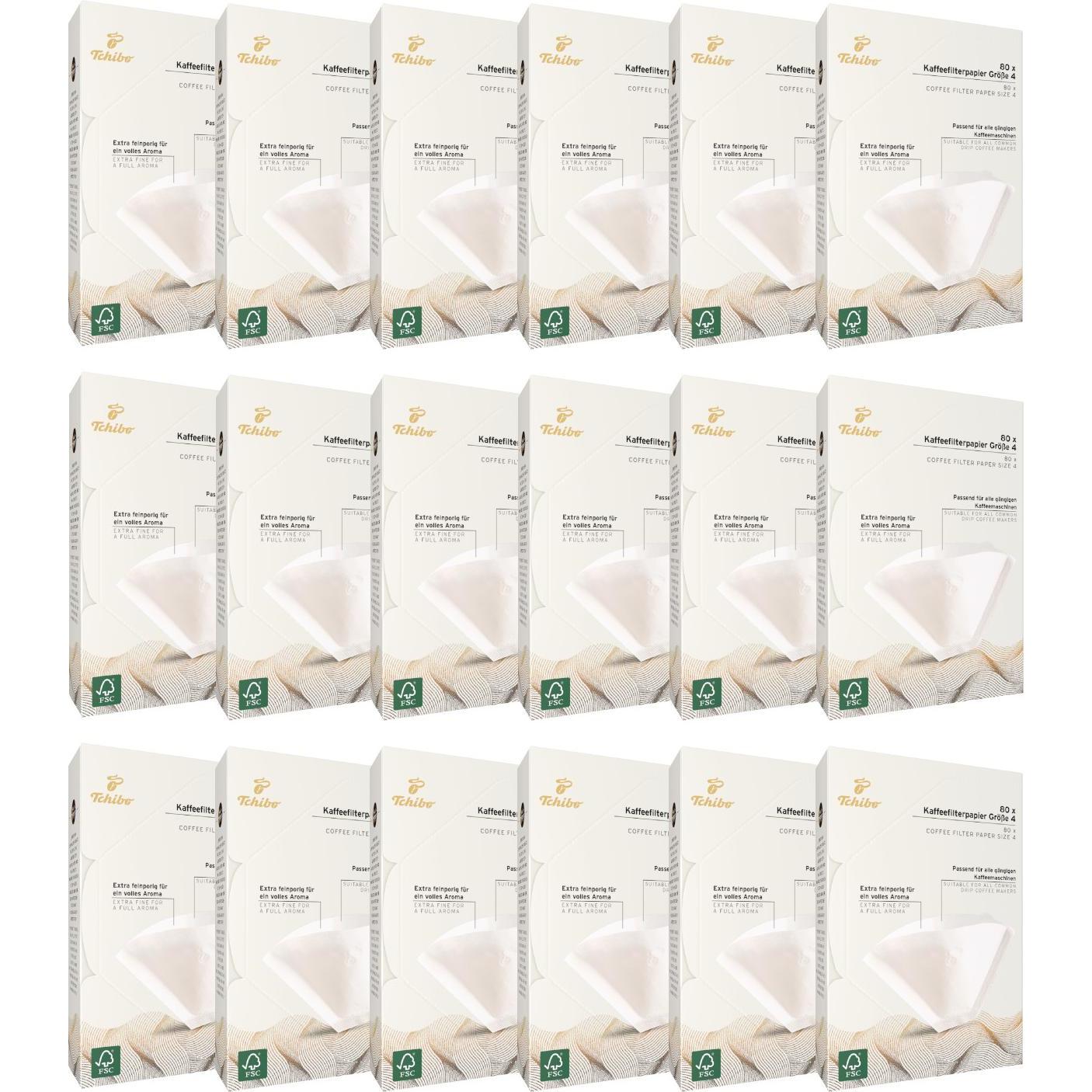 Tchibo Kaffeefilter Grösse 4 Grosspackung 1440 Stück, 18x80 Filtertüten, weiss, Zubehör Kaffeemaschinen, Weiss