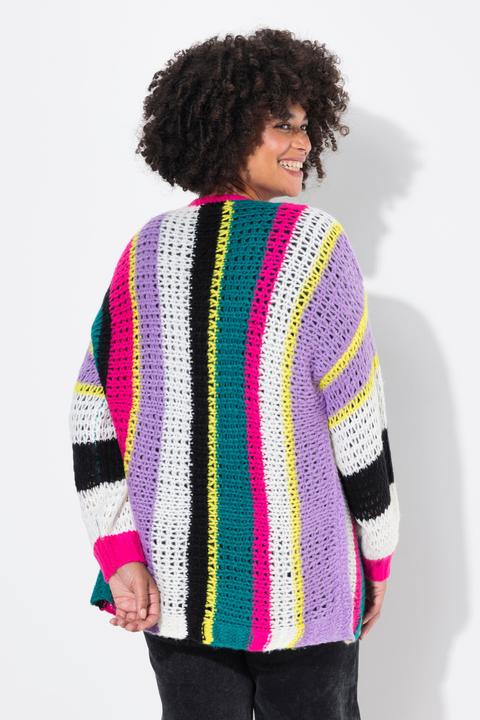 Produktbild Angel of Style Strickjacke, Straight Fit, bunten Streifen, Ballonärmel (50, 52)