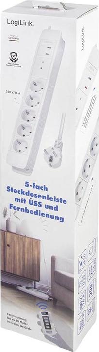 Produktbild LogiLink Steckdosenleiste,5xCEE 7/3 m.Fernbed. (5x, CEE 7/3, 1.50 m)