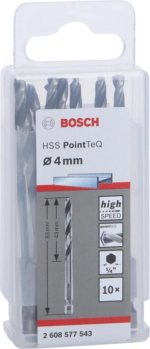 Produktbild Bosch Professional Zubehör HSS PointTeQ Sechskantbohrer 4,0 mm, 10-tlg. (4 mm)