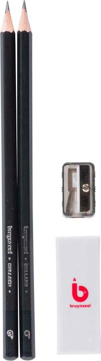 Bruynzeel Graphite pencil set | 2 HB graphite pencils + sharpener & eraser (HB, 2x)